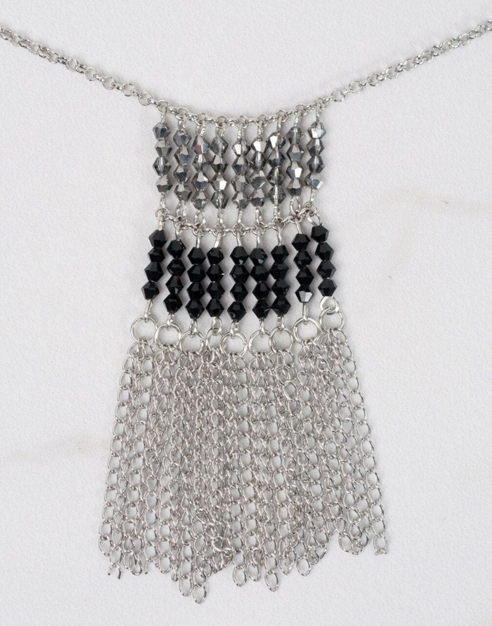 Estrellaª Premium Jewelry Pendant - Flat Tassel, Black / Hematite / Silver